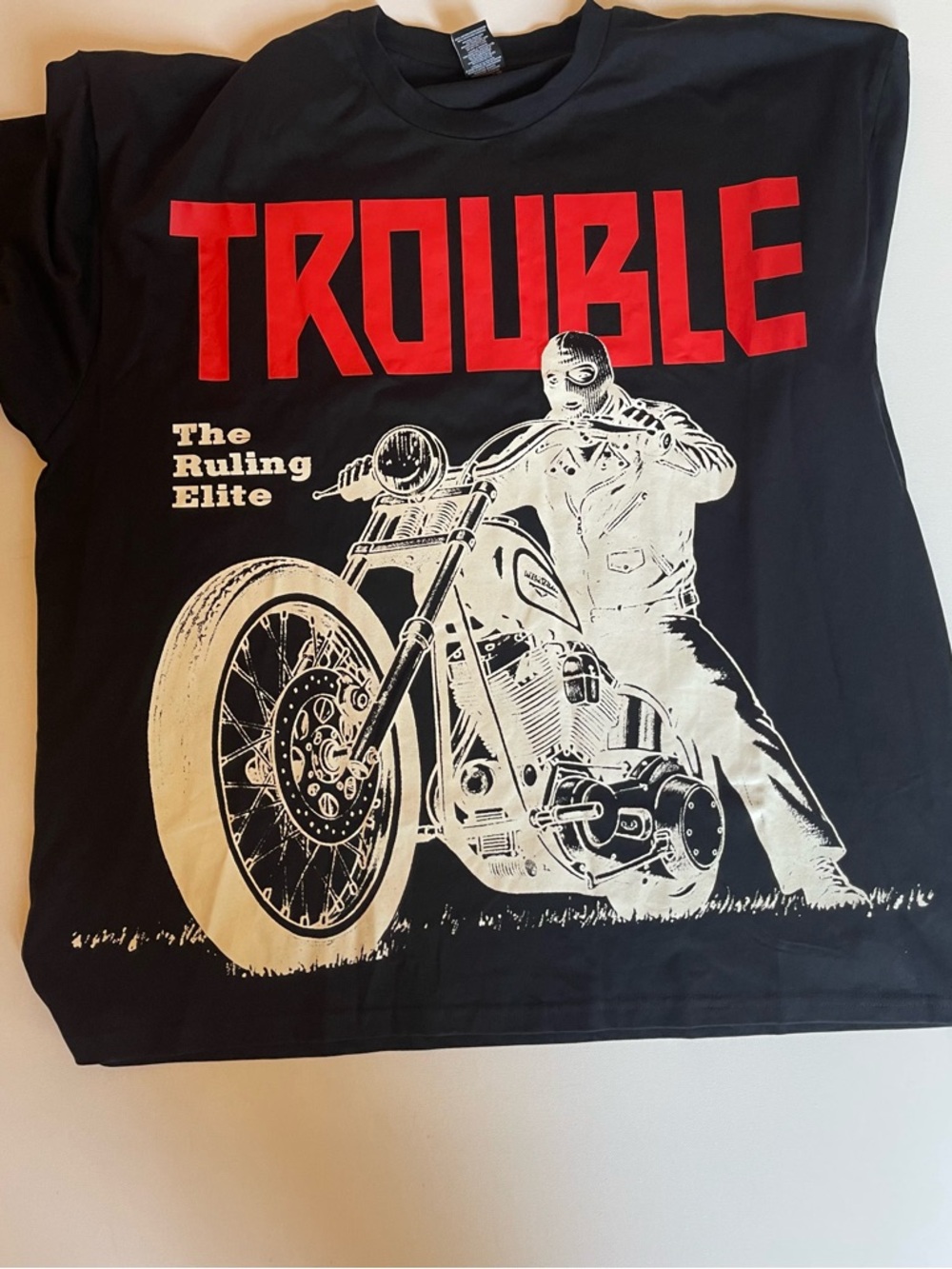 Crooks & Castles Black Tee with Red TROUBLE Print